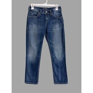 Silver Jeans Natsuki Capri Blue Western Glove Works Size 27 Waist READ DETAILS